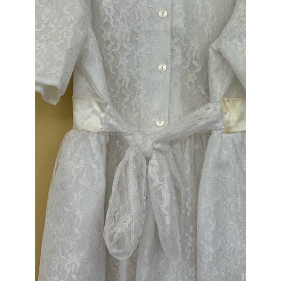 White junior bridesmaid's dress, 14 1/2, vintage, lace, long, special occasion - Picture 6 of 6
